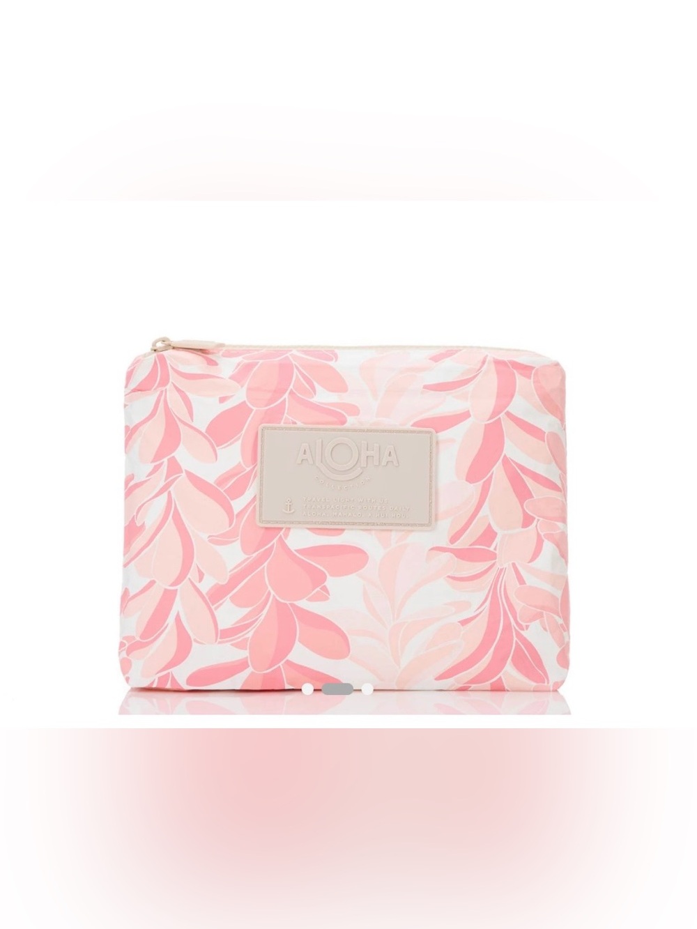 NWT ALOHA Collection Small Pink Lei Floral Cosmetic Pouch